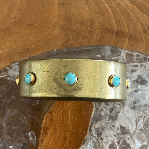 Isabel Marant Brass Stone Bangle Cuff Bracelet - Picture 3 of 5